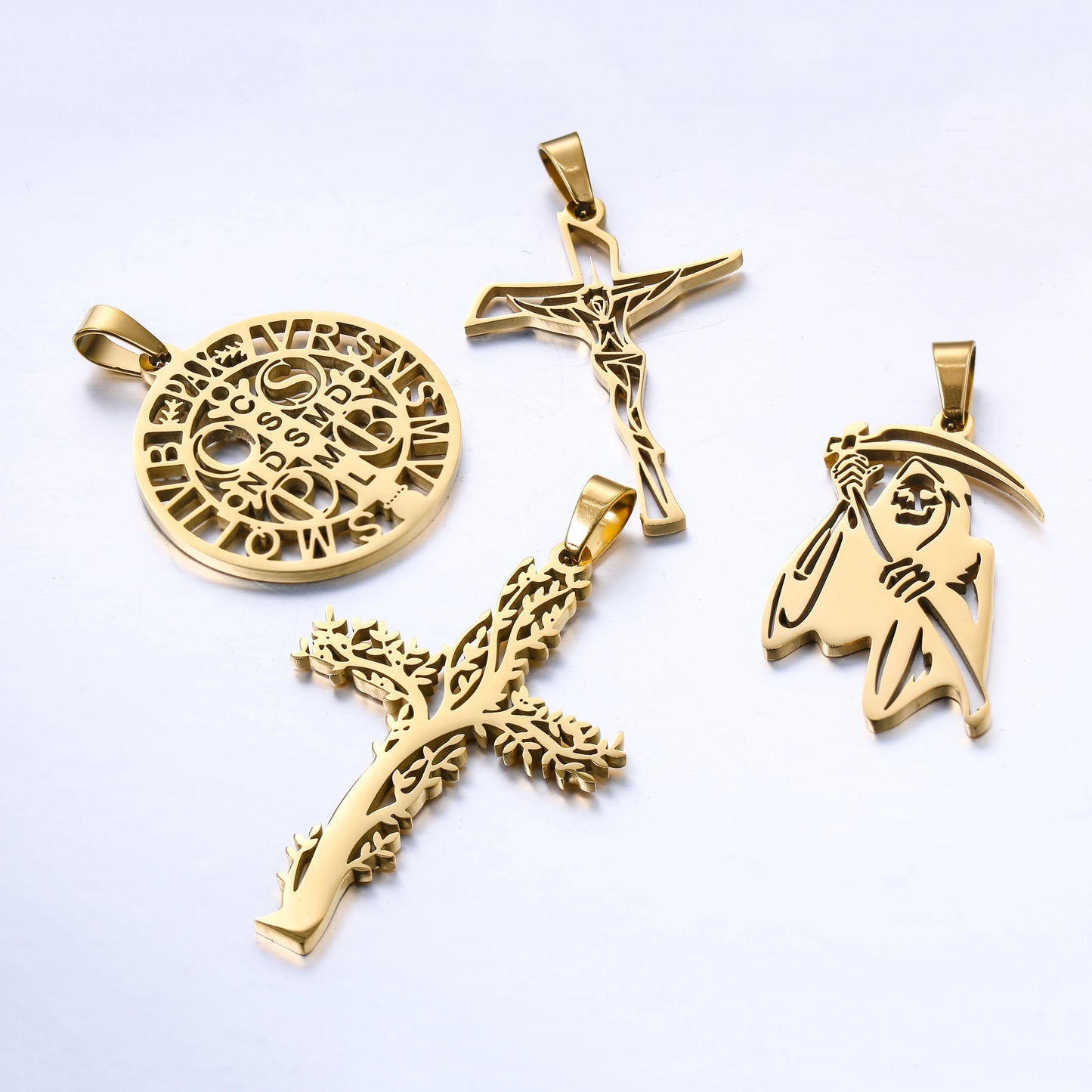 100% Stainless Steel Christian Jesus Cross Pendants Religion Cross Tree of Life Charms For Jewelry Prayer Baptism Gifts