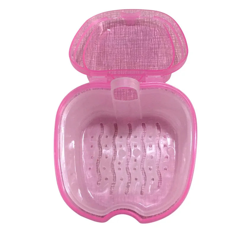 Caja de almacenamiento para dentaduras postizas con cesta colador, caja para dientes postizos, funda para retenedores de ortodoncia