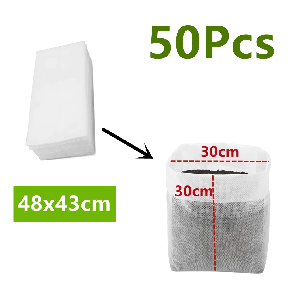 Seedling Bags 50 Pack Degradable Non-Woven Nursery Bags Fabric Seedling Grow Bags Plant Pouch for Garden Agricultural Supply
