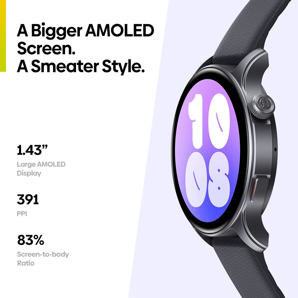 New Zeblaze Btalk 3 GPS Smartwatch with 1.43" AMOLED Screen, Dual Straps, Make/Answer Phone Calls, Heart Rate, SpO2, and Stress Tracking