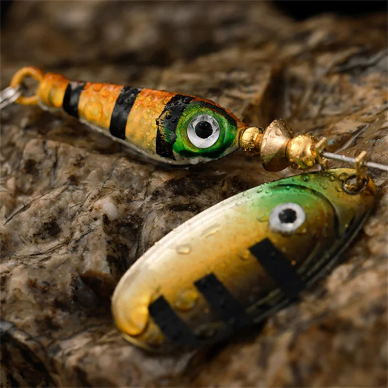 Rotating Metal Spinner Fishing Lures 9.1g 7cm Rotating Sequin Artificial Hard Baits Crap Bass Pike Treble Hook Fishing Tackle