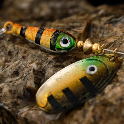 Rotating Metal Spinner Fishing Lures 9.1g 7cm Rotating Sequin Artificial Hard Baits Crap Bass Pike Treble Hook Fishing Tackle