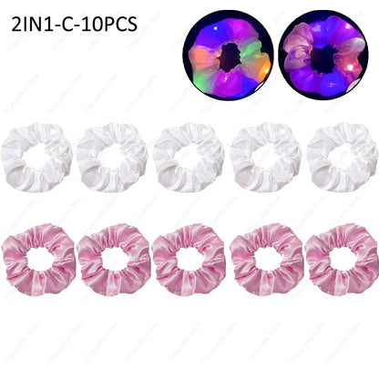 LED Luminous Scrunchies Hairband Women Glowing Elastic Hair Tie Hair Rope Girl Glow in the Dark Party Supplies Hair Accessory