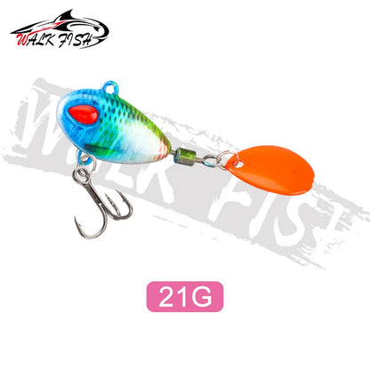 WALK FISH Sinking 3g-21g VIB Lure Spoon Spinner Fishing Bait Wobblers Metal Jig Rotating Sequin Tail Far Casting For Sea Bass