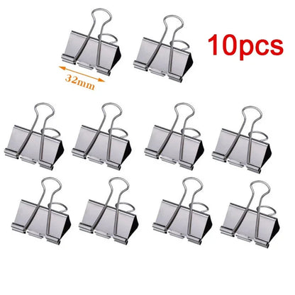 5-30Pcs Binder Clips File Metal Paper Clips Silvery Paper Clip Clamp 15/19/32/40/50mm Stationery Clip Office School Supplies