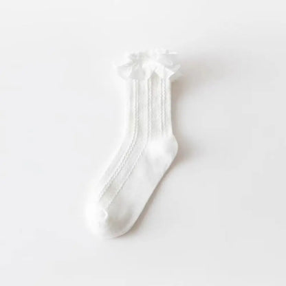 Cotton Women's Socks Frilly Ruffle Socks Spring Summer Casual Ankle Short Boat Socks Loose Knit Solid Color Mid-Calf Socks