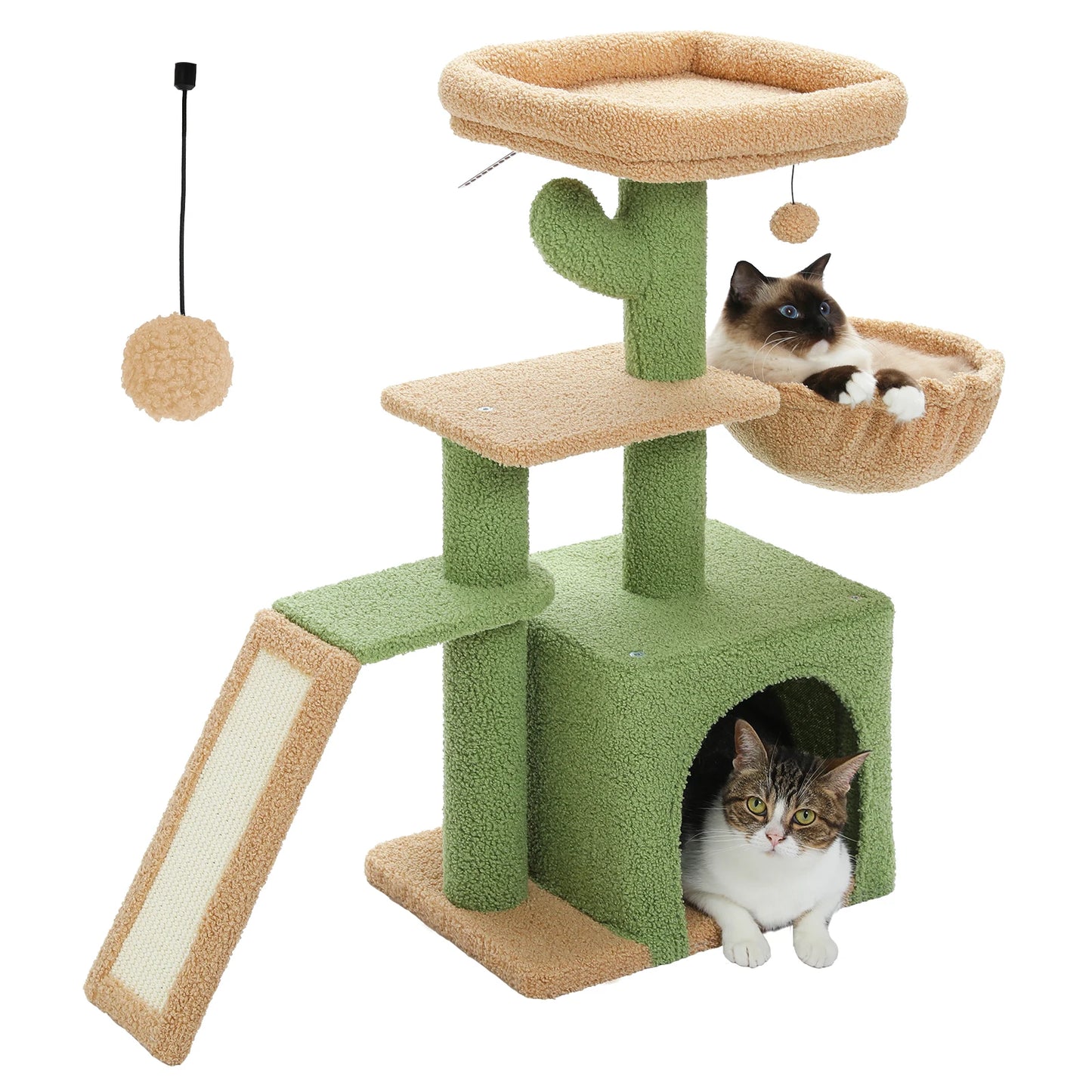 Cat tree, Cat Tower for Indoor Cats, 2 Styles Cat Activity Tree with Cat Scratching Posts, Big Hammock and Removable Top Perch Grey
