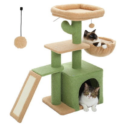 Cat tree, Cat Tower for Indoor Cats, 2 Styles Cat Activity Tree with Cat Scratching Posts, Big Hammock and Removable Top Perch Grey
