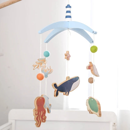 Newborn Baby Rattles Toys, 0-12 Months Soft Felt Whale Bed Bell Infant Mobile Crib Hanging Musical Carousel Toy, Boys Girls Gift