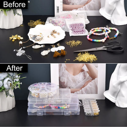 Plastic Transparent Storage Box Jewelry Beads Container Jewelry Tools Accessories Box Small Items Sundries Organizer Case
