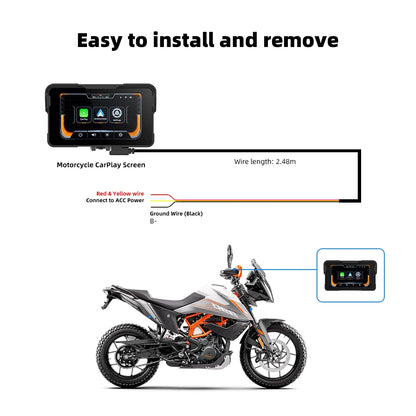 EKIY 5 inch GPS Navigation Motorcycle Wireless Carplay Android Auto IPX67 Waterproof Portable Screen BT Moto Motorbike Monitor