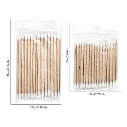 100PCS Nail Tip Cotton Swabs With Wooden Sticks Pointed Tip Cotton Swabs For Nail Polish Touch Up Disposable Makeup Applicators