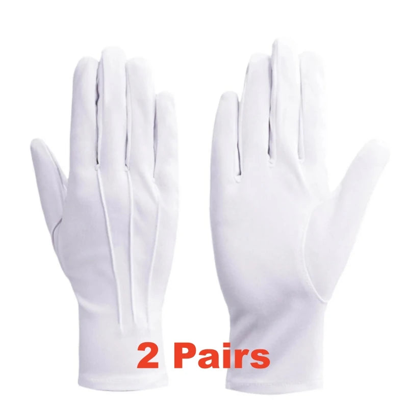 Guantes blancos de algodón para hombre, esmoquin formal, guantes de uniforme, guantes de guardia de honor, desfile, ceremonia, disfraz, cosplay, monedas, joyas, guantes de mayordomo
