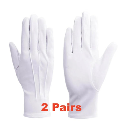 Guantes blancos de algodón para hombre, esmoquin formal, guantes de uniforme, guantes de guardia de honor, desfile, ceremonia, disfraz, cosplay, monedas, joyas, guantes de mayordomo