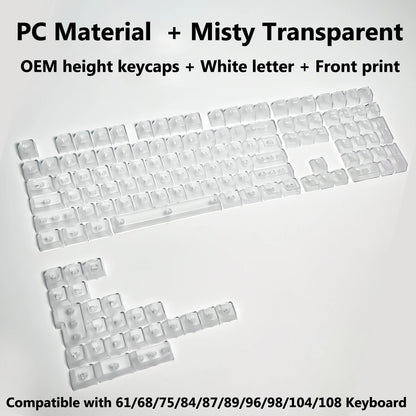 Full Sets Transparent Keycaps for Mechanical Keyboard Front/Side/None Print RGB Backlit Full/Misty Transparent Keycap 130+ Key