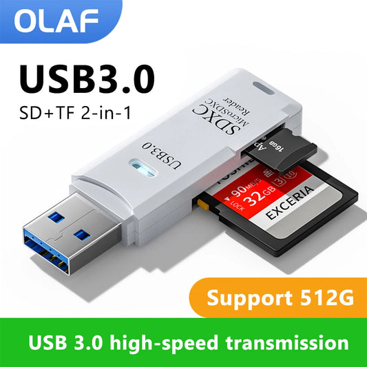 2-in-1 Card Reader USB 3.0/2.0 SD TF Card Memory Reader High-Speed Card Reader for PC Laptop Accessories SD Card Adapter