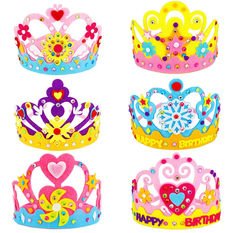 Children's Handmade DIY Crown Headwear Non-woven Kindergarten Creative Craft Material Kit Kids Birthday Gift