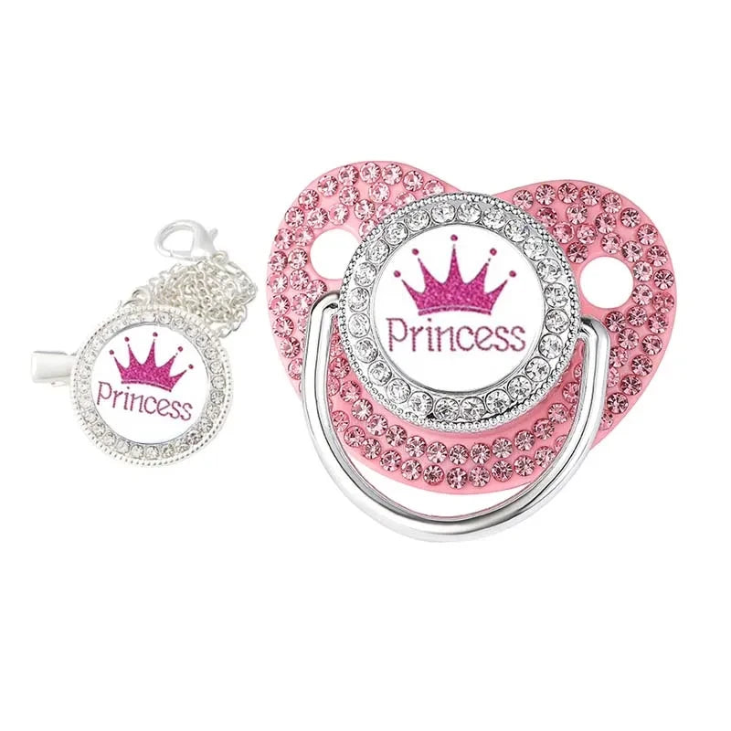 New Baby Pacifier Chain Clips Crown Princess Prince Pacifiers Holder Silicone Nipple Luxury Infant Teether New Born Shower Gifts