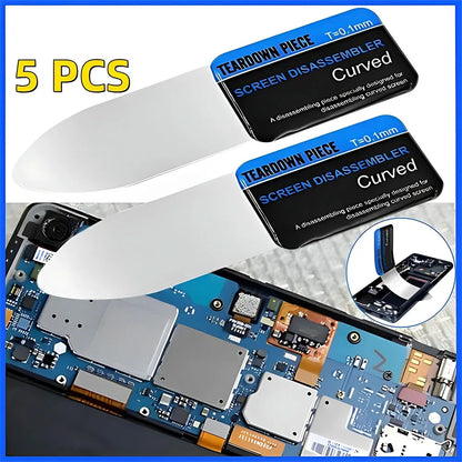 1-5Pcs Mobile Phone Curved LCD Screen Spudger Opening Pry Card Tools Ultra Thin Flexible Mobile Phone Disassemble Steel Metal