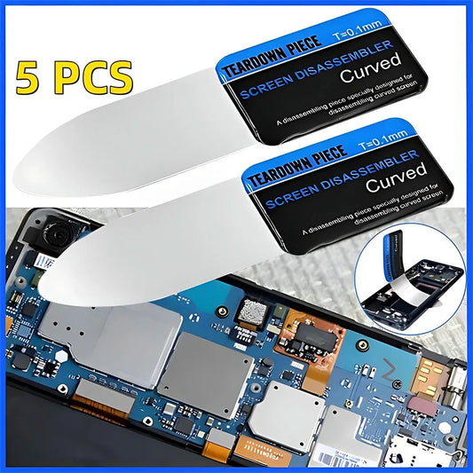 1-5Pcs Mobile Phone Curved LCD Screen Spudger Opening Pry Card Tools Ultra Thin Flexible Mobile Phone Disassemble Steel Metal