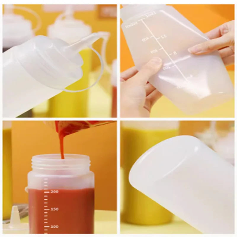 Squeeze Condiment Bottles with On Cap Squeeze Sauce Bottles Olive Oil Bottles Ketchup Mustard Dispensers Kitchen Accessories