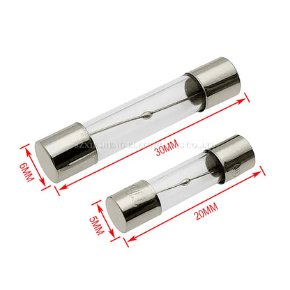 10PCS, 5*20/6*30MM Slow-Blow Glass Tube Fuse, T0.5A 1A 1.25A 1.5A 1.6A 2A 2.5A 3.15A 4A 5A 6.3A 7A 8A 10A 15A 20A Time-Delay Fuses
