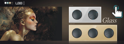 Wallpad Wall Switch 1 Way 2 Way, Circle Round Button, Blue LED Indicator, Brushed Aluminum Finishing, Black Gold SIlver Brown