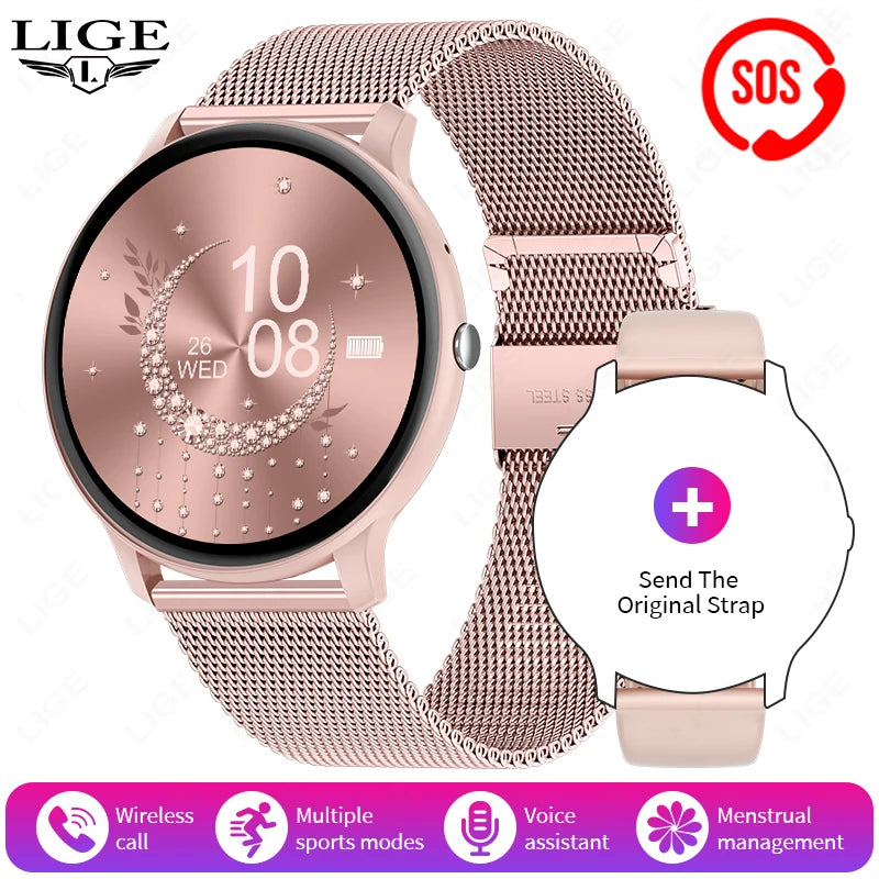 LIGE New Smart Watch Women, Bluetooth Call Sports Fitness Watches, Heart Rate Health Monitor Smartwatch Ladies For Android iOS