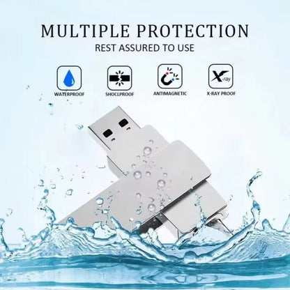 High Speed 16TB Flash Drive USB 3.2 Metal U Disk Type-C Memory Stick Waterproof Storage PC Phone Data Transfer 2026 New