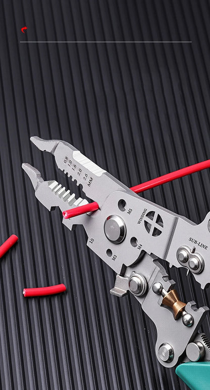 Multifunctional Wire Stripper with Electrical Test Pen, Foldable Cable Cutter, Crimper Tool, Electrical Folding Pliers for Cutting