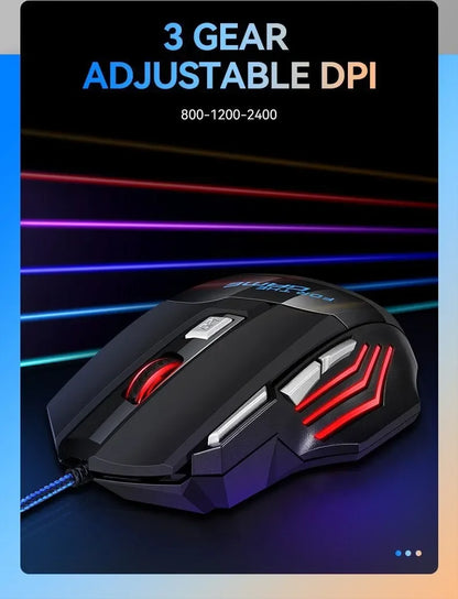 New Hyperspeed USB Gaming Mouse, RGB Backlit Ergonomic Game Mice, 7D Esports Wired Mouse for Laptop PC Gamer