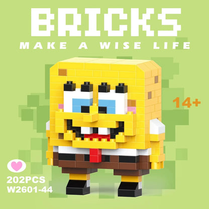 Cute building blocks Spongebob Patrick Squidward Mr. Crab Gary Plankton small particle assembly building blocks