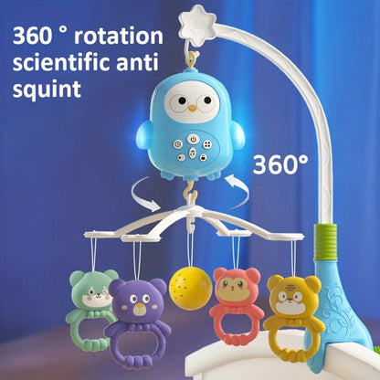 360° Musical Baby Crib Mobile Rotating Night Light Bed Bell Toy Four Speed Timing Hanging Infant Newborn Rattle Bedside Gift