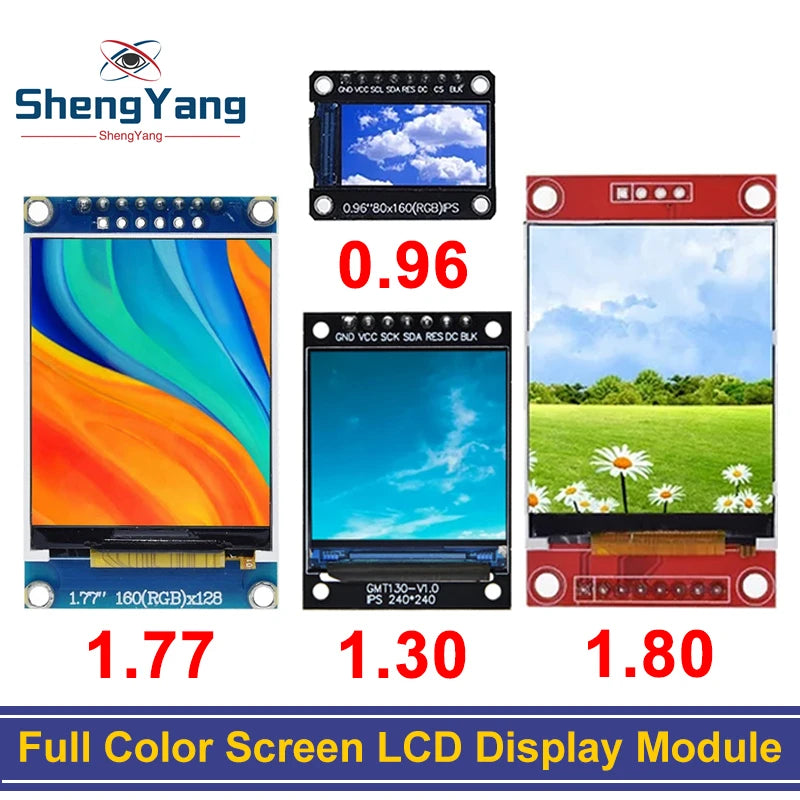 TFT Display, 0.96/1.3/1.44/1.8/2.4/2.8/3.5 Inch TFT Full Color Screen LCD Module, ST7735 ILI9341 Driver Interface SPI for Arduino