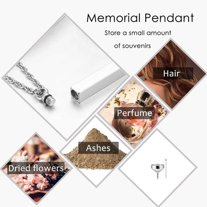Cremation Jewelry Urn Necklace for Pet Ashes for Men Women, Keepsakes for Small Animal Ashes, Stainless Steel Memorial Bar Pendant Necklaces