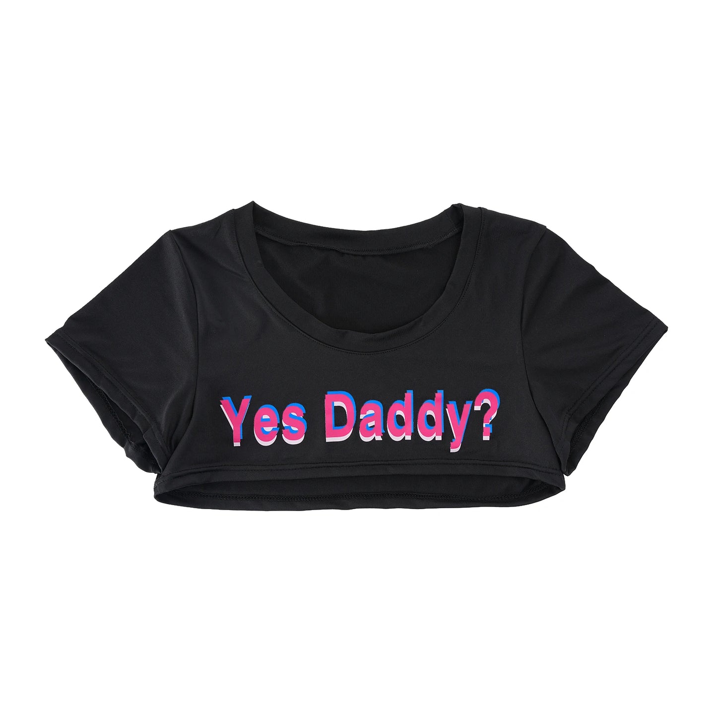 Camiseta de manga corta para hombre, sexy, con cuello redondo, camisetas de verano Y2k, estampado de letras "Yes Daddy", ropa de hombre, tops, disfraz de fiesta