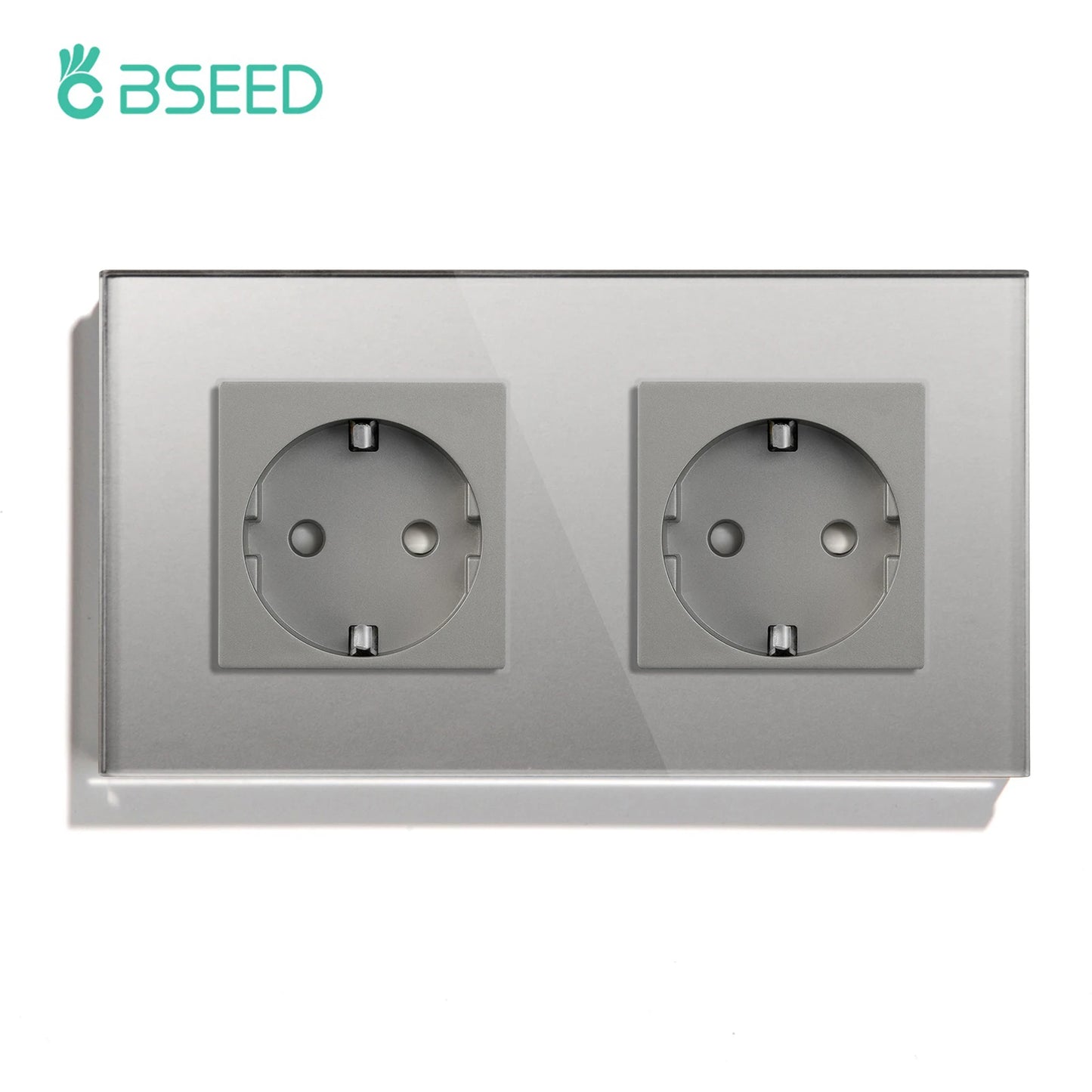 BSEED EU Standard Wall Electrical Sockets Type-C Outlets Wall Power Socket USB Charge Port Glass Panel Kids Protection 16A