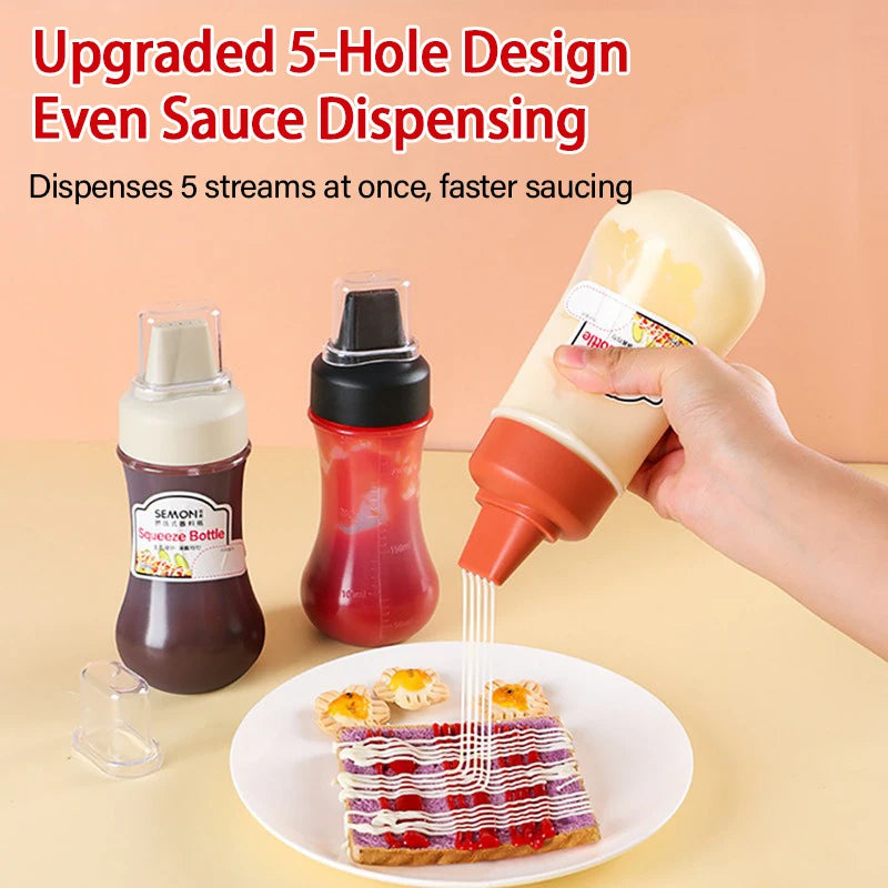 350ML Porous Squeeze Sauce Bottle Kitchen Bottles Ketchup Container for Salad Dressing BBQ Sauces Oil Ketchup Container TWZH01