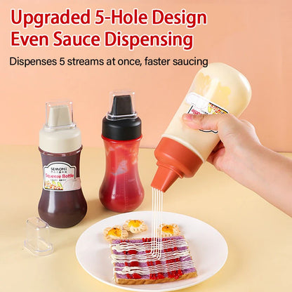 350ML Porous Squeeze Sauce Bottle Kitchen Bottles Ketchup Container for Salad Dressing BBQ Sauces Oil Ketchup Container TWZH01