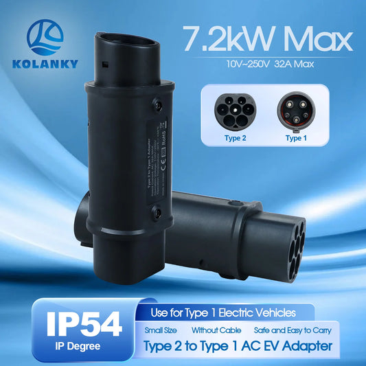Kolanky 32A 7.2 KW Type 2 to Type 1 Adapter Type 1 to Type 2 Converter Type 2 to GBT Adapter for Charging Electric Vehicles