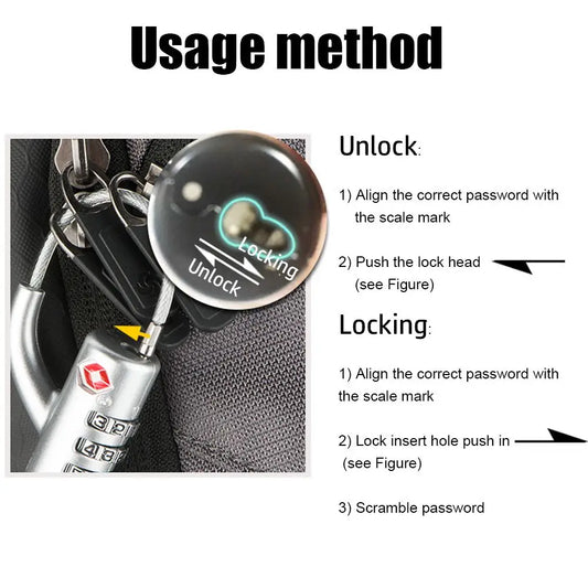 High Security TSA Customs Lock Overseas Customs Clearance Trolley Luggage Suitcase Backpack Password Padlock with Steel Cable