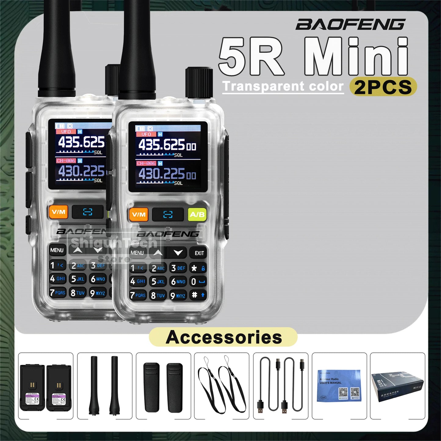 Baofeng UV 5R Mini Walkie Talkie Banda Aérea UHF/VHF Doble Vigilancia Doble PTT Programación Bluetooth Tipo-C Camping Radioaficionado Actualización 5R