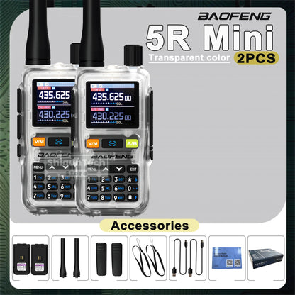 Baofeng UV 5R Mini Walkie Talkie Banda Aérea UHF/VHF Doble Vigilancia Doble PTT Programación Bluetooth Tipo-C Camping Radioaficionado Actualización 5R