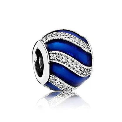 Nuevo colgante de plata 925 compatible con pulsera original, joyas para mujer, serie azul, colgante de pulpo, delfín, búho, camaleón
