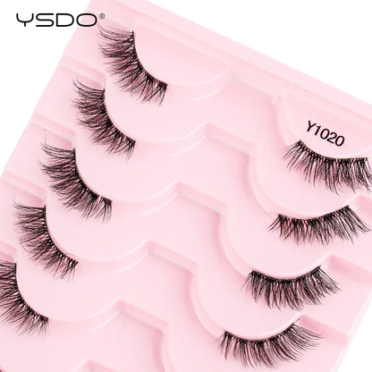 YSDO 5/10 Pairs Half Lashes Cat Eyelashes Soft Natural Clear Band False Lashes Natural Wispy Faux 3d Mink Eyelashes Makeup Tools