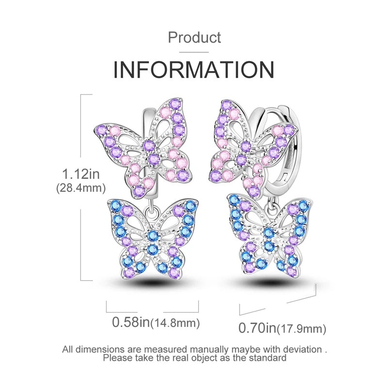 925 Sterling Silver Colored Zirconium Stars Hoop Earrings For Women Jewelry, Anniversary WeddingMaking Jewelry Gift