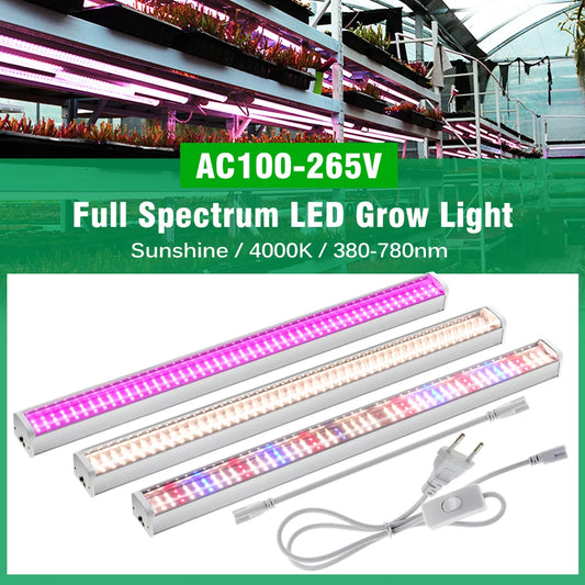 Full Spectrum LED Growth Tube 4000K/Purple/Sunlight Plant Lamp Greenhouse Hydroponic Flower Growth Lamp