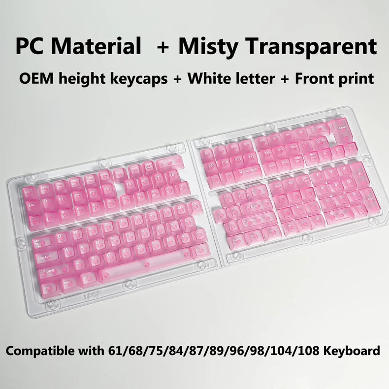 Full Sets Transparent Keycaps for Mechanical Keyboard Front/Side/None Print RGB Backlit Full/Misty Transparent Keycap 130+ Key