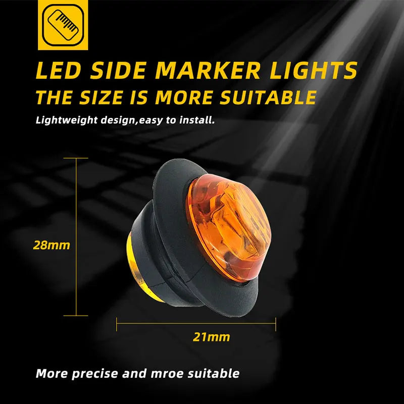 10PCS 24V LED Side Marker Indicator Lights Truck Warning Tail Light Trailer Lorry Car External Clearance Turn Signal Lamp
