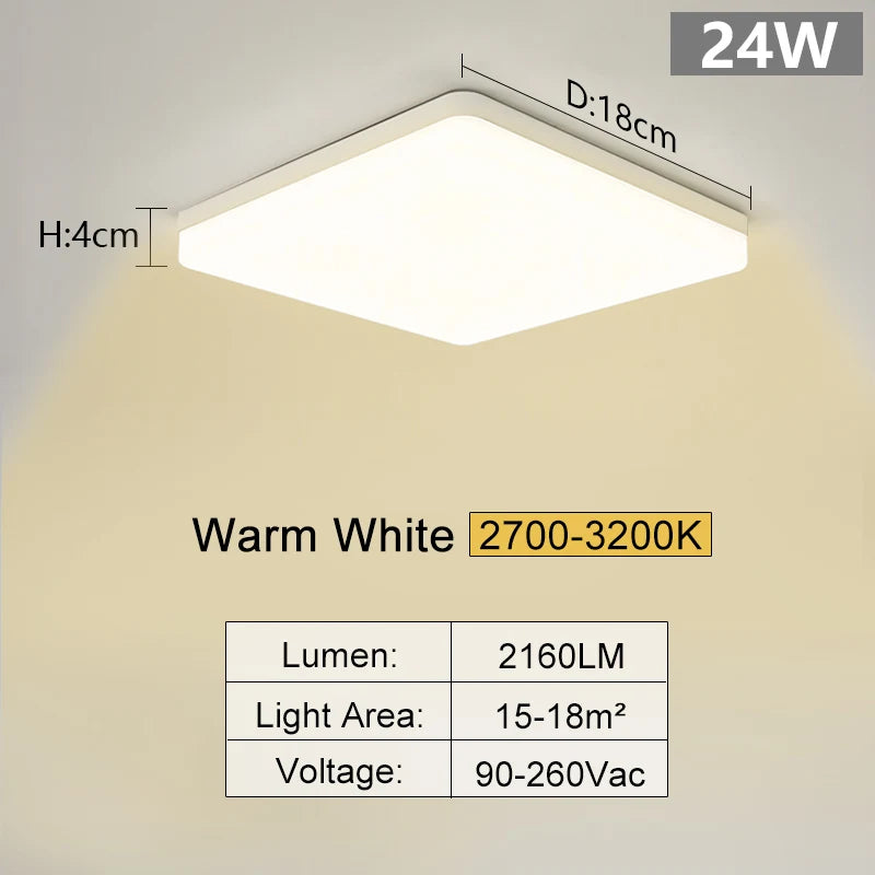 Square Led ceiling lamp, bedroom lighting, Neutral white, cold white, warm white, 48W 36W 24W 18W led ceiling light room, MARPOU